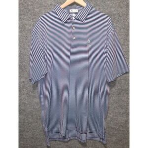 Peter Millar Rams‎ Hill Striped Polo Shirt Mens XXL Golf Casual Blue Burgundy